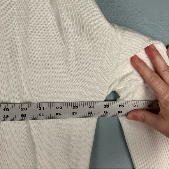 J. Jill Women's Size L White Button Up Cardigan Sweater Pockets 3/4 Sleeve - Picture 6 of 7